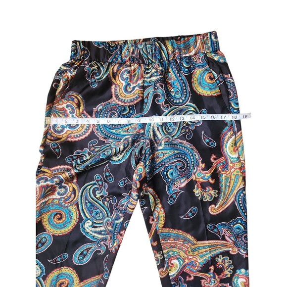 J. Crew Silk Paisley Maximalist Cropped Pants Women's Size 4 Black Resort Office - Picture 6 of 9
